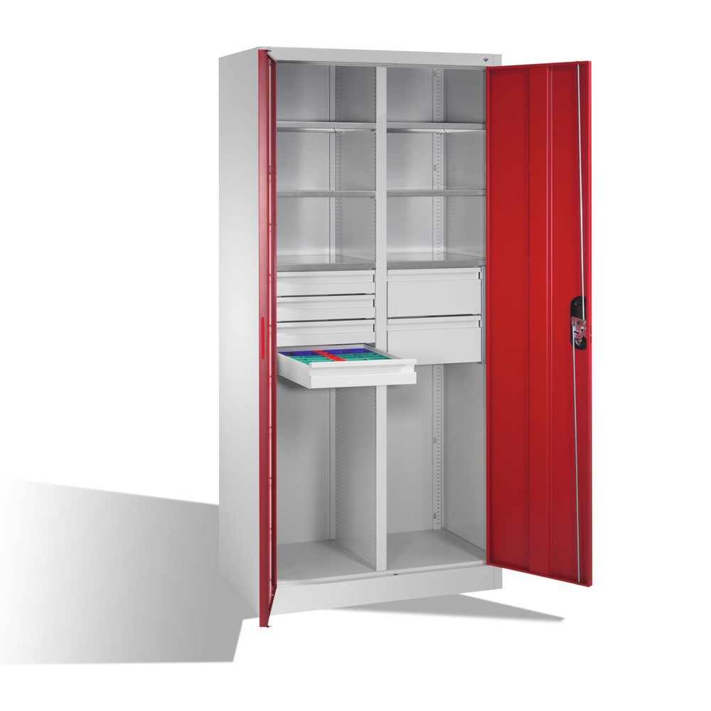 Produktabbildung Nr. 8: C+P Werkzeugschrank, Schubladen 4x86 + 2x174 mm, 6 Böden, Breite 930 mm, lichtgrau, rubinrot