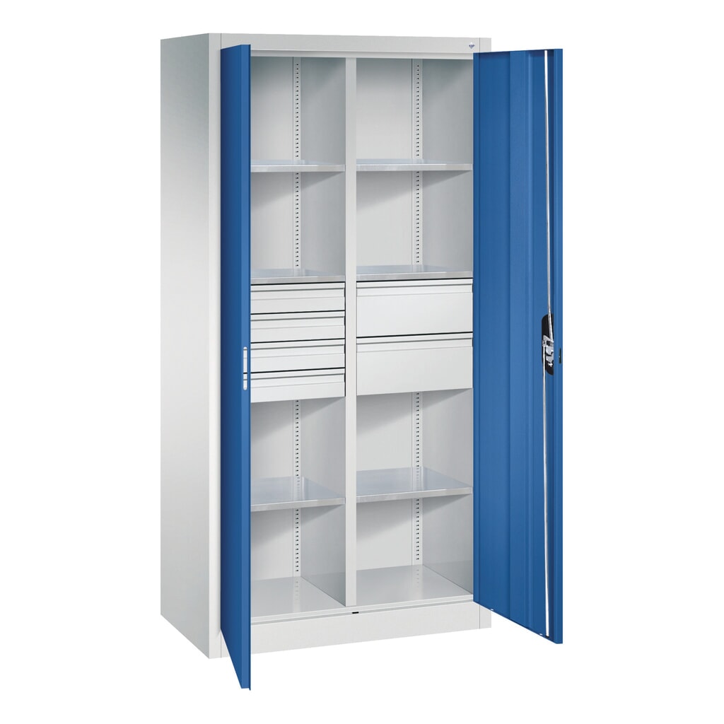 Produktabbildung Nr. 9: C+P Werkzeugschrank, Schubladen 4x86 + 2x174 mm, 6 Böden, Breite 930 mm, lichtgrau, enzianblau