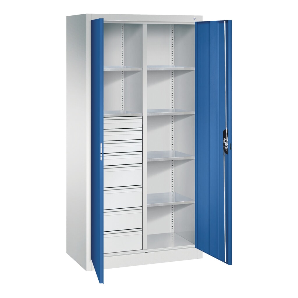 Produktabbildung Nr. 8: C+P Werkzeugschrank, Schubladen 4x86 + 4x174 mm, 6 Böden, Breite 930 mm, lichtgrau, enzianblau