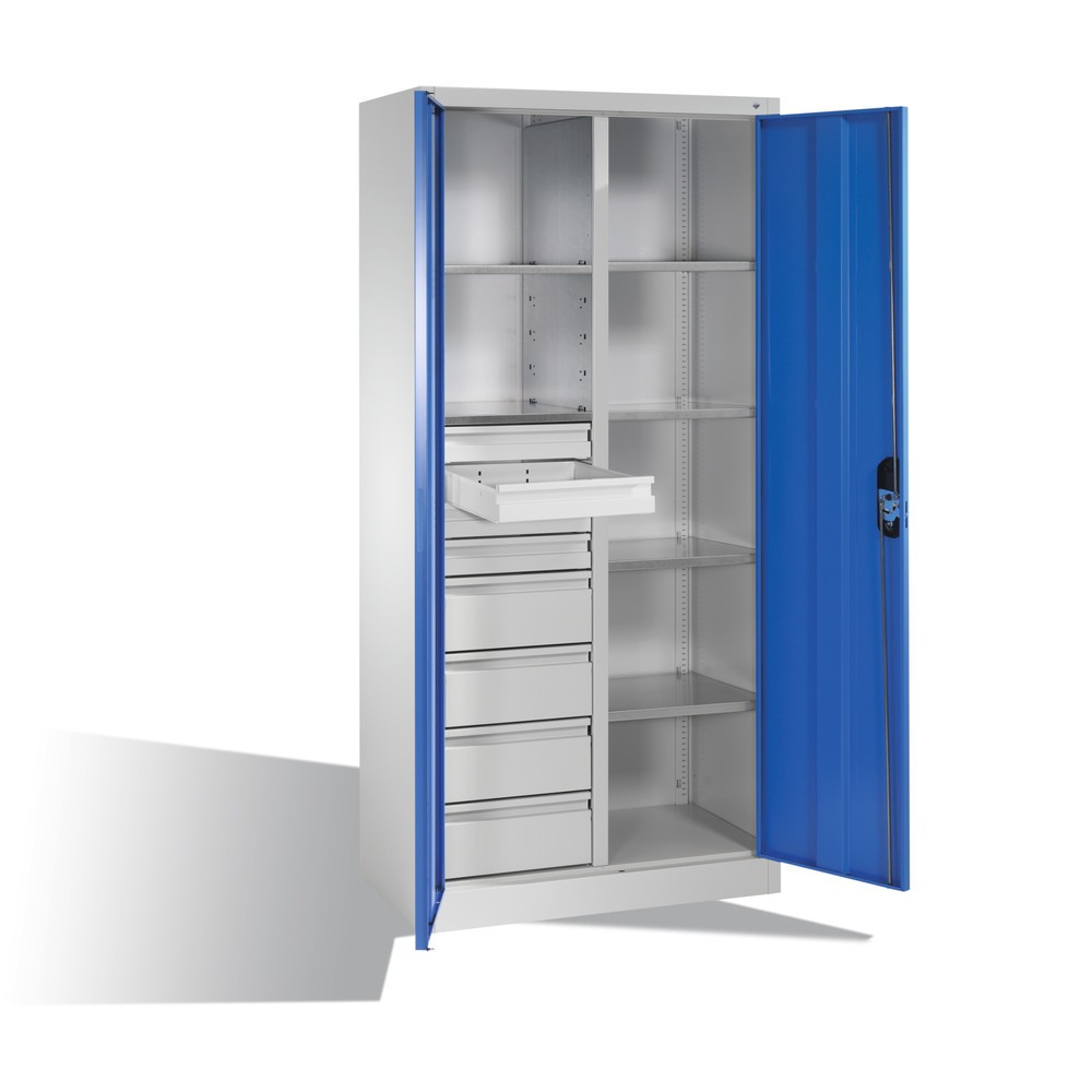 Produktabbildung Nr. 8: C+P Werkzeugschrank, Schubladen 4x86 + 4x174 mm, 6 Böden, Breite 930 mm, lichtgrau, enzianblau
