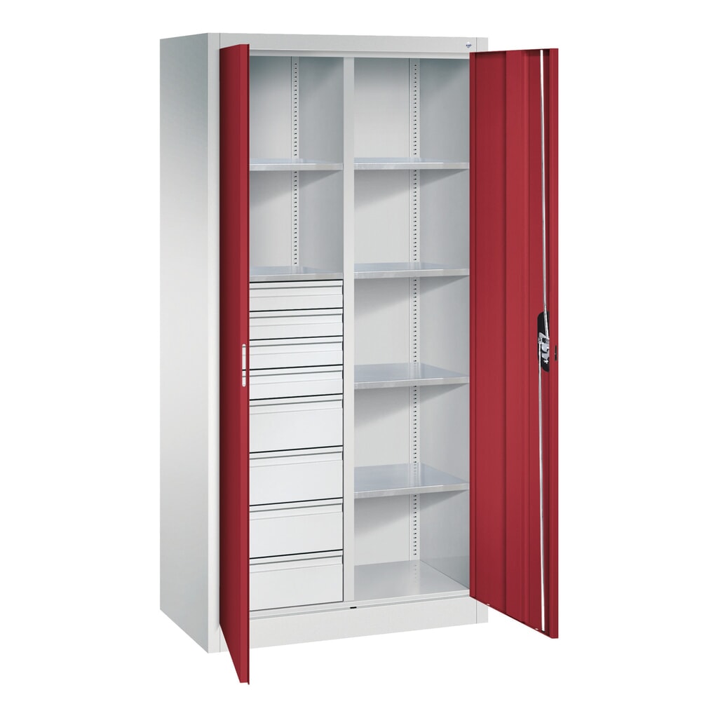 Produktabbildung Nr. 9: C+P Werkzeugschrank, Schubladen 4x86 + 4x174 mm, 6 Böden, Breite 930 mm, lichtgrau, rubinrot
