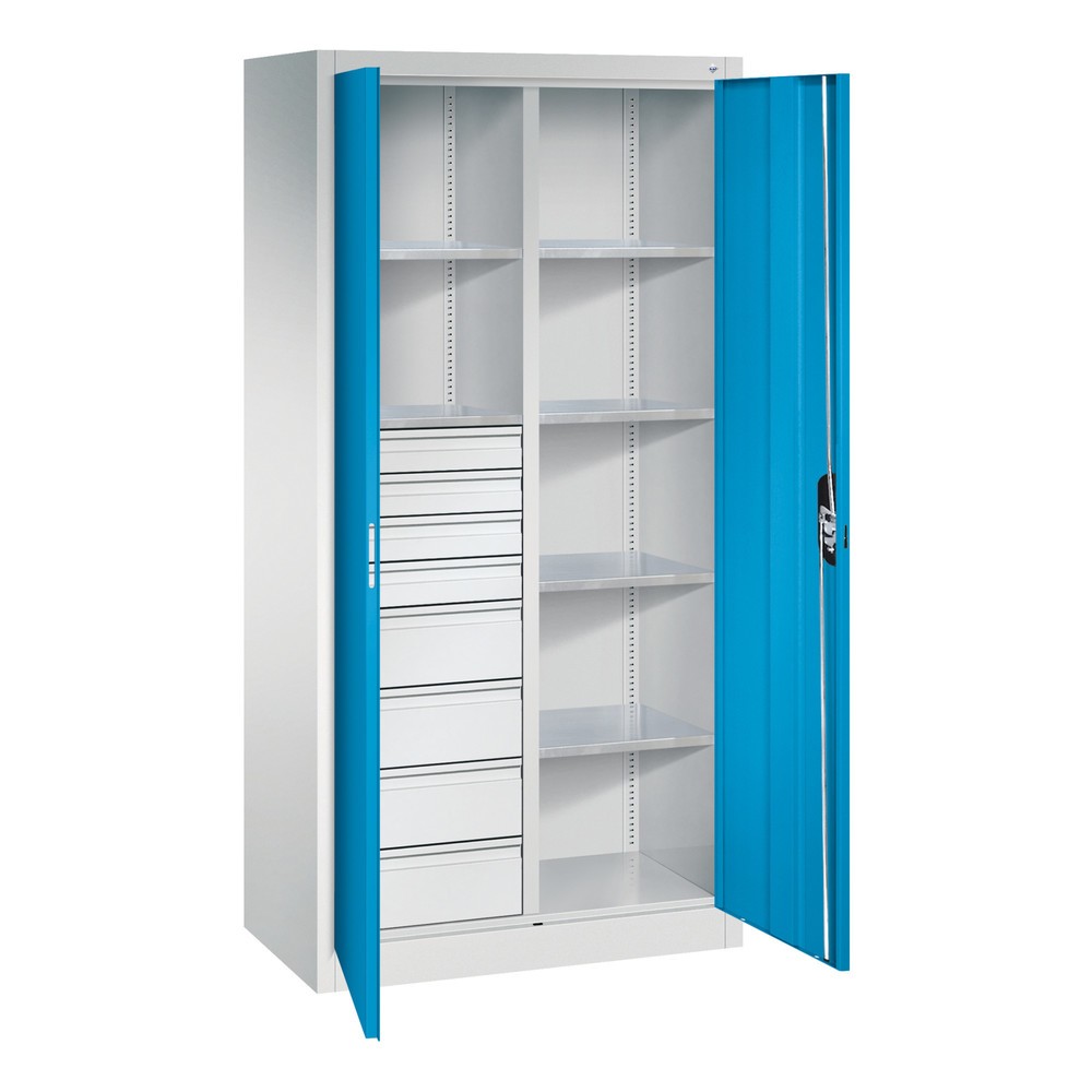 Produktabbildung Nr. 8: C+P Werkzeugschrank, Schubladen 4x86 + 4x174 mm, 6 Böden, Breite 930 mm, lichtgrau, lichtblau