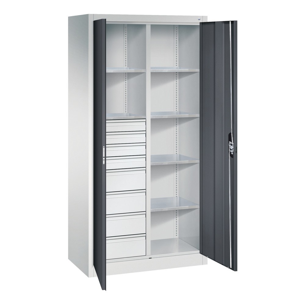 Produktabbildung Nr. 8: C+P Werkzeugschrank, Schubladen 4x86 + 4x174 mm, 6 Böden, Breite 930 mm, lichtgrau, schwarzgrau