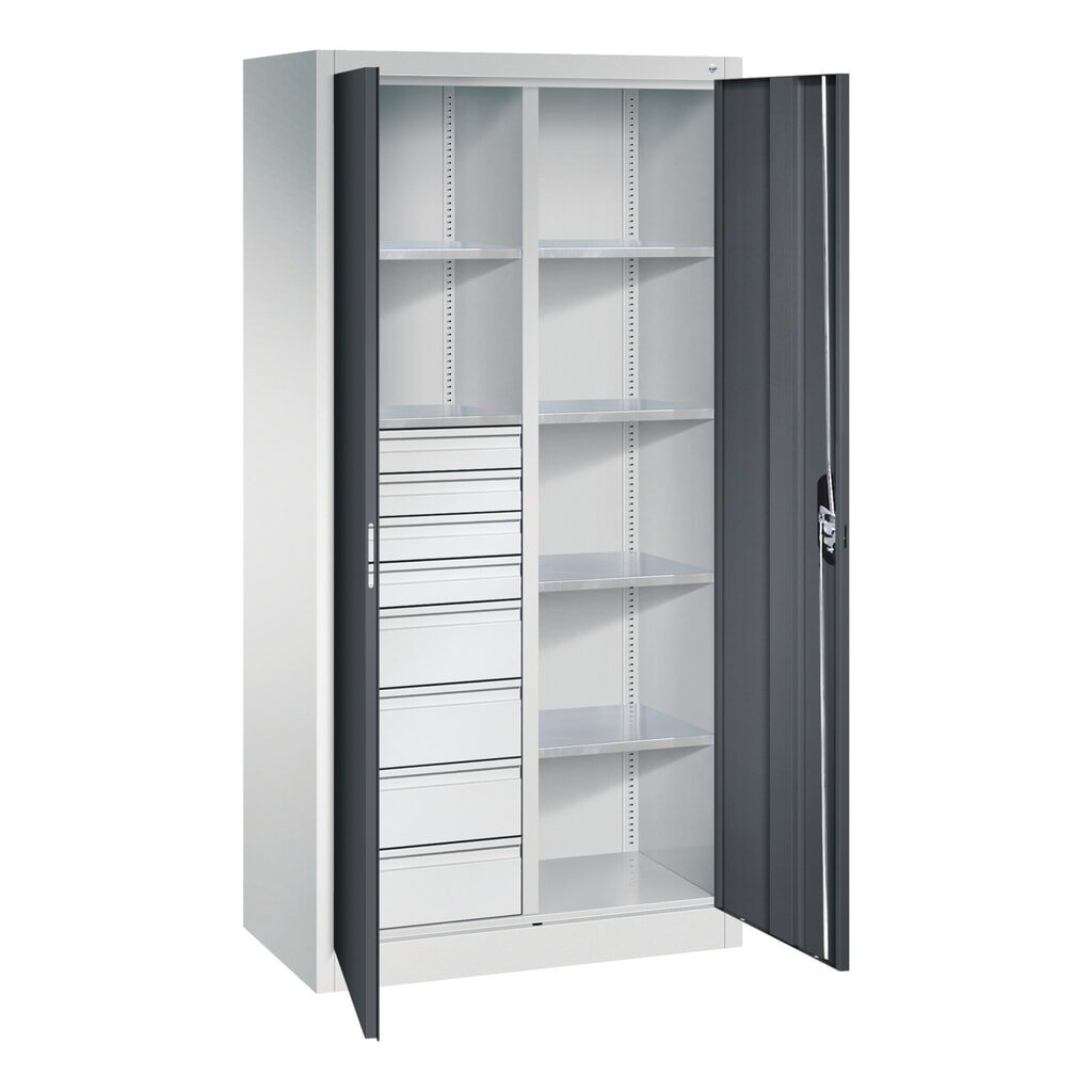 C+P Werkzeugschrank, Schubladen 4x86 + 4x174 mm, 6 Böden, Breite 930 mm, lichtgrau, schwarzgrau Produktabbildung Nr. 9: C+P Werkzeugschrank, Schubladen 4x86 + 4x174 mm, 6 Böden, Breite 930 mm, lichtgrau, schwarzgrau