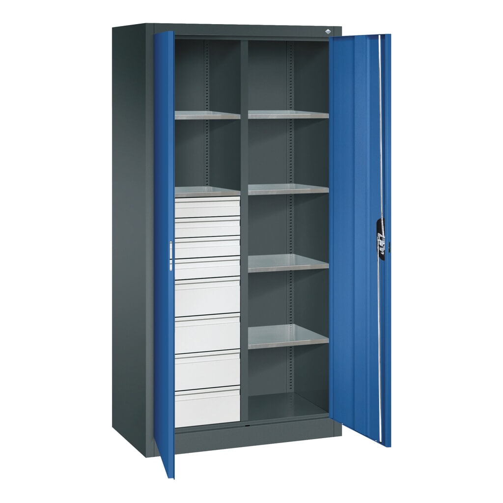 Produktabbildung Nr. 9: C+P Werkzeugschrank, Schubladen 4x86 + 4x174 mm, 6 Böden, Breite 930 mm, anthrazitgrau, enzianblau