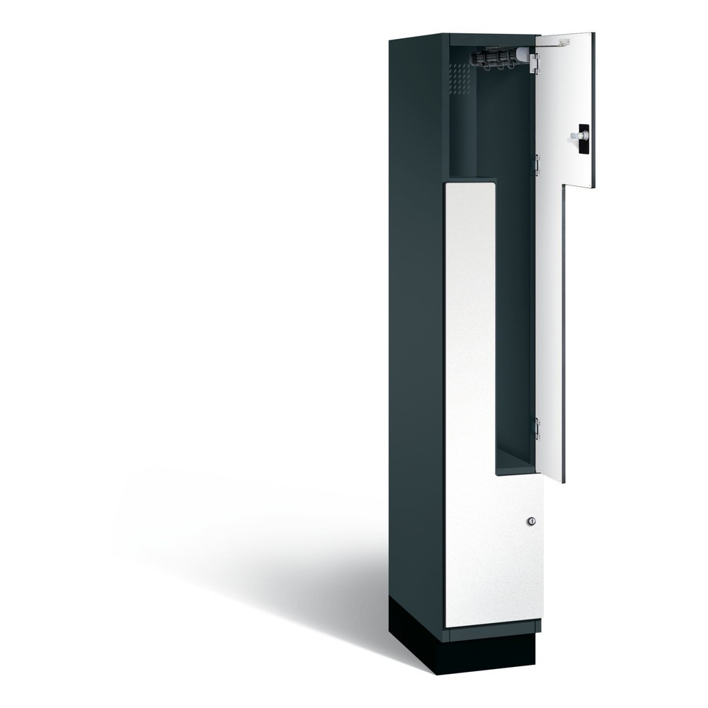 Produktabbildung: C+P Z-Spind Cambio, 1 Abteil, Abteilbreite 300 mm, HxBxT 1980x300x525 mm, RAL 7016 Anthrazitgrau, Dekor Weiß, Füße