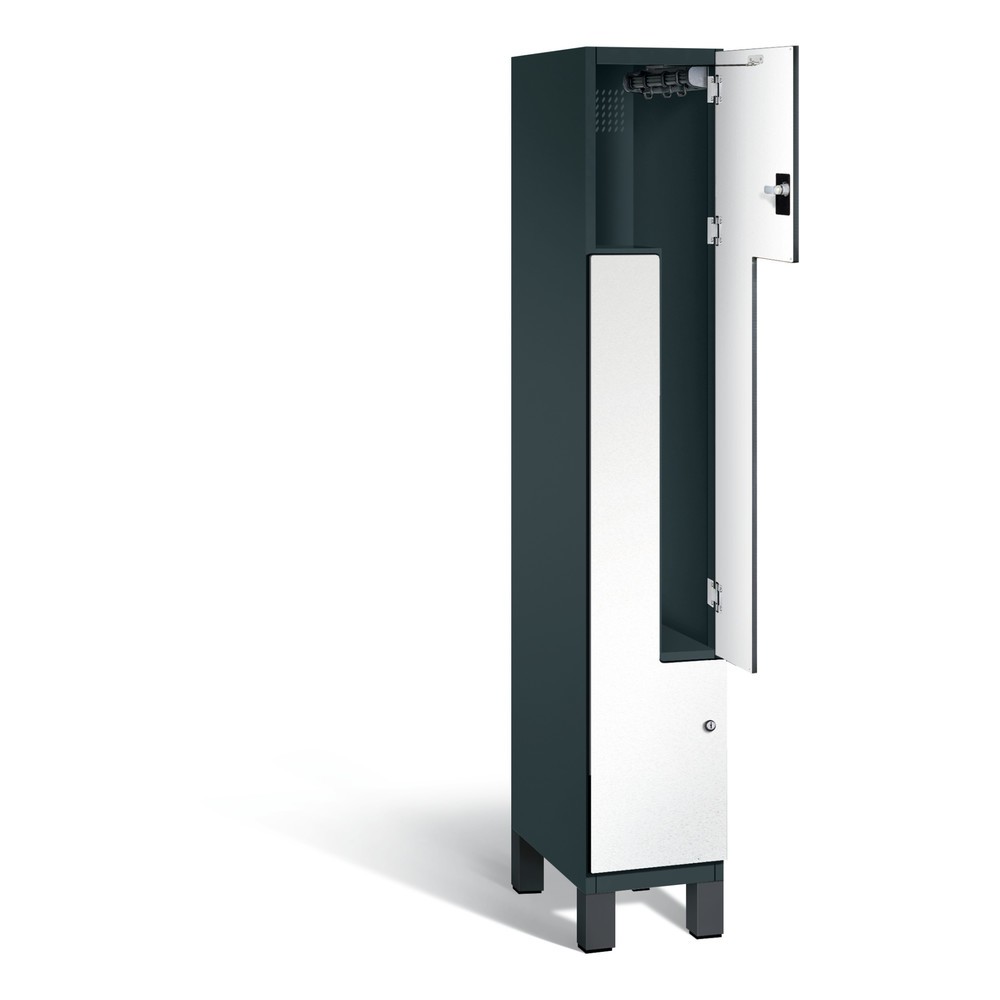 Produktabbildung: C+P Z-Spind Cambio, 1 Abteil, Abteilbreite 300 mm, HxBxT 1980x300x525 mm, RAL 7016 Anthrazitgrau, Dekor Weiß, Sockel