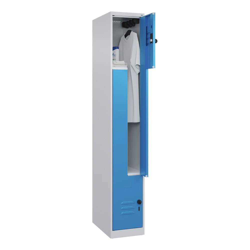 Produktabbildung Nr. 10: C+P Z-Spind Classic PLUS, 2 Abteile, HxBxT 1.850 x 300 x 500 mm, lichtgrau, lichtblau, für Vorhängeschloss