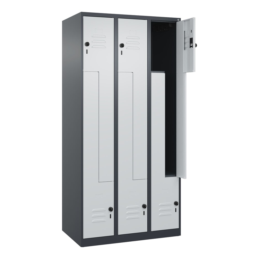 Produktabbildung: C+P Z-Spind Classic PLUS, 6 Abteile, HxBxT 1.850 x 900 x 500 mm, anthrazitgrau, lichtgrau, für Vorhängeschloss