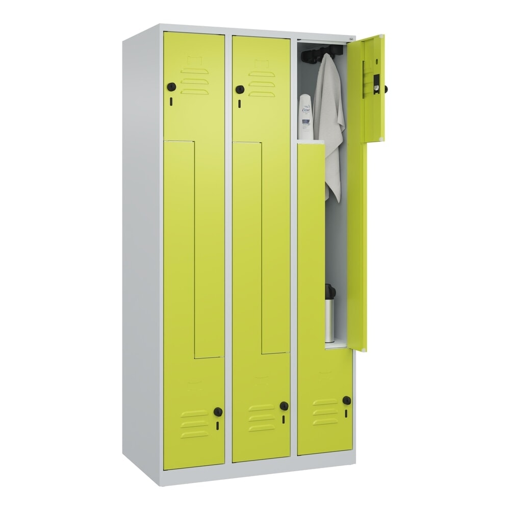 Produktabbildung Nr. 10: C+P Z-Spind Classic PLUS, 6 Abteile, HxBxT 1.850 x 900 x 500 mm, lichtgrau, clowngrün, für Vorhängeschloss