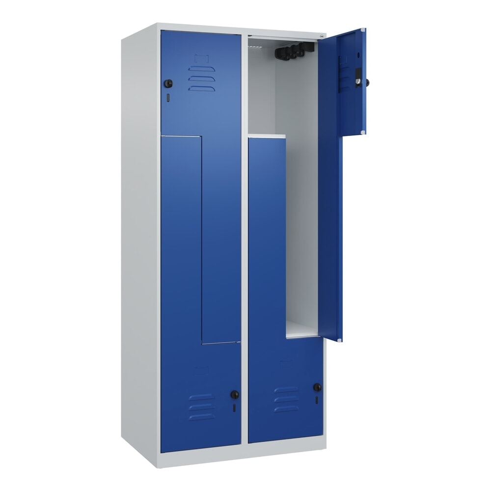 C+P Z-Spind Classic PLUS, 4 Abteile, HxBxT 1.850 x 800 x 500 mm, lichtgrau, enzianblau, für Vorhängeschloss Produktabbildung: C+P Z-Spind Classic PLUS, 4 Abteile, HxBxT 1.850 x 800 x 500 mm, lichtgrau, enzianblau, für Vorhängeschloss