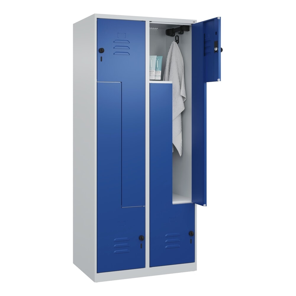 Produktabbildung Nr. 10: C+P Z-Spind Classic PLUS, 4 Abteile, HxBxT 1.850 x 800 x 500 mm, lichtgrau, enzianblau, für Vorhängeschloss