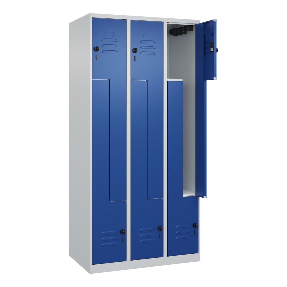 Produktabbildung: C+P Z-Spind Classic PLUS, 6 Abteile, HxBxT 1.850 x 900 x 500 mm, lichtgrau, enzianblau, für Vorhängeschloss