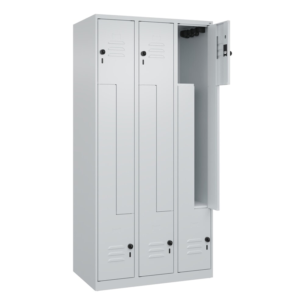 Produktabbildung: C+P Z-Spind Classic PLUS, 6 Abteile, HxBxT 1.850 x 900 x 500 mm, lichtgrau, lichtgrau, für Vorhängeschloss
