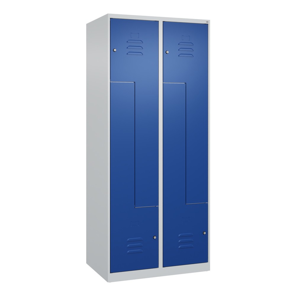 Produktabbildung: C+P Z-Spind Classic PLUS, 4 Abteile, HxBxT 1.850 x 800 x 500 mm, lichtgrau, enzianblau, Zylinderschloss