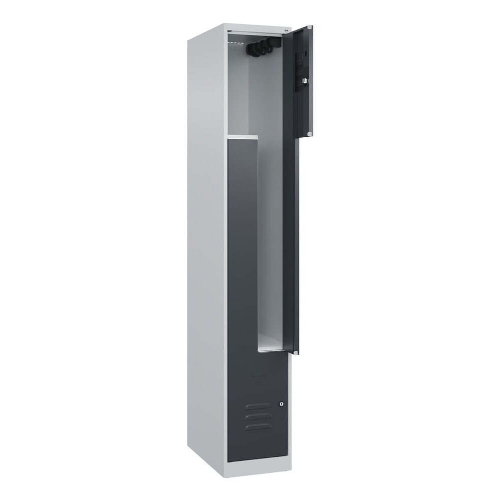Produktabbildung: C+P Z-Spind Classic PLUS, 2 Abteile, HxBxT 1.850 x 300 x 500 mm, lichtgrau, anthrazitgrau, Zylinderschloss