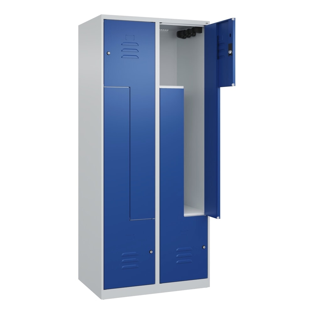 C+P Z-Spind Classic PLUS, 4 Abteile, HxBxT 1.850 x 800 x 500 mm, lichtgrau, enzianblau, Zylinderschloss Produktabbildung: C+P Z-Spind Classic PLUS, 4 Abteile, HxBxT 1.850 x 800 x 500 mm, lichtgrau, enzianblau, Zylinderschloss