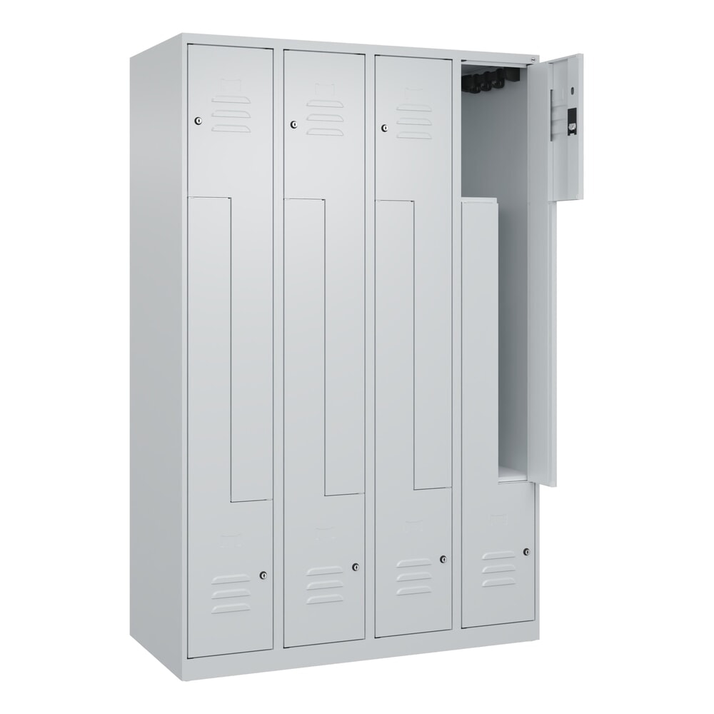 Produktabbildung: C+P Z-Spind Classic PLUS, 8 Abteile, HxBxT 1.850 x 1.200 x 500 mm, lichtgrau, lichtgrau, Zylinderschloss