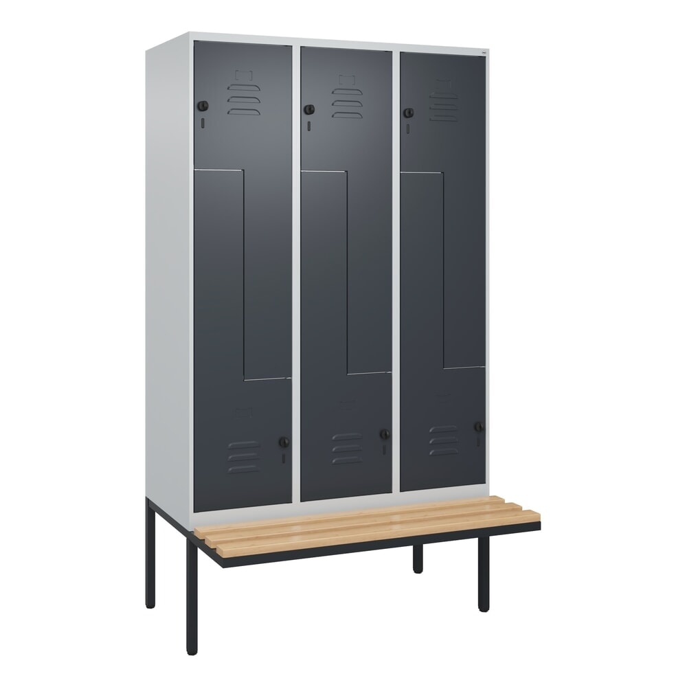 C+P Z-Spind Classic PLUS, 6 Abteile, HxBxT 2.120 x 1.200 x 815 mm, für Vorhängeschloss, auskragende Bank aus Buche, lichtgrau, anthrazitgrau Produktabbildung Nr. 9: C+P Z-Spind Classic PLUS, 6 Abteile, HxBxT 2.120 x 1.200 x 815 mm, für Vorhängeschloss, auskragende Bank aus Buche, lichtgrau, anthrazitgrau