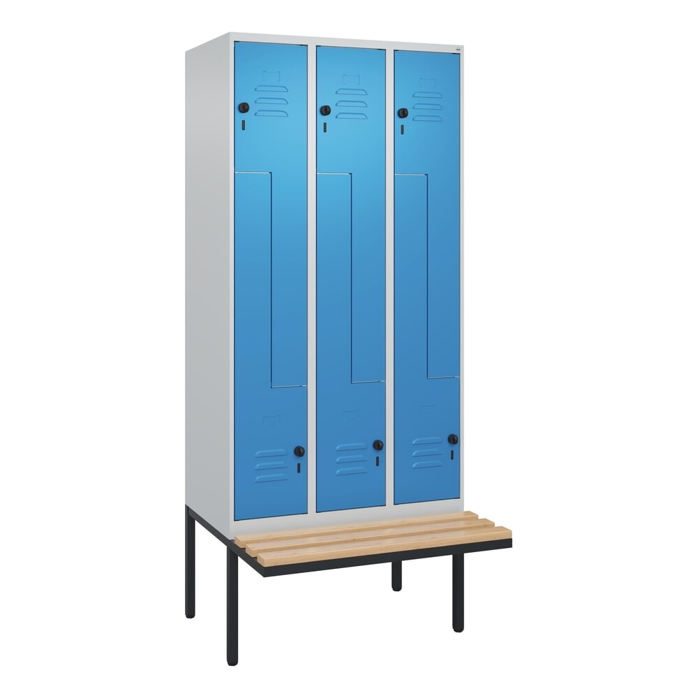 C+P Z-Spind Classic PLUS, 6 Abteile, HxBxT 2.120 x 900 x 815 mm, für Vorhängeschloss, auskragende Bank aus Buche, lichtgrau, lichtblau Produktabbildung Nr. 9: C+P Z-Spind Classic PLUS, 6 Abteile, HxBxT 2.120 x 900 x 815 mm, für Vorhängeschloss, auskragende Bank aus Buche, lichtgrau, lichtblau