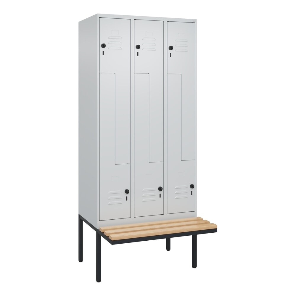 C+P Z-Spind Classic PLUS, 6 Abteile, HxBxT 2.120 x 900 x 815 mm, für Vorhängeschloss, auskragende Bank aus Buche, lichtgrau, lichtgrau Produktabbildung Nr. 9: C+P Z-Spind Classic PLUS, 6 Abteile, HxBxT 2.120 x 900 x 815 mm, für Vorhängeschloss, auskragende Bank aus Buche, lichtgrau, lichtgrau