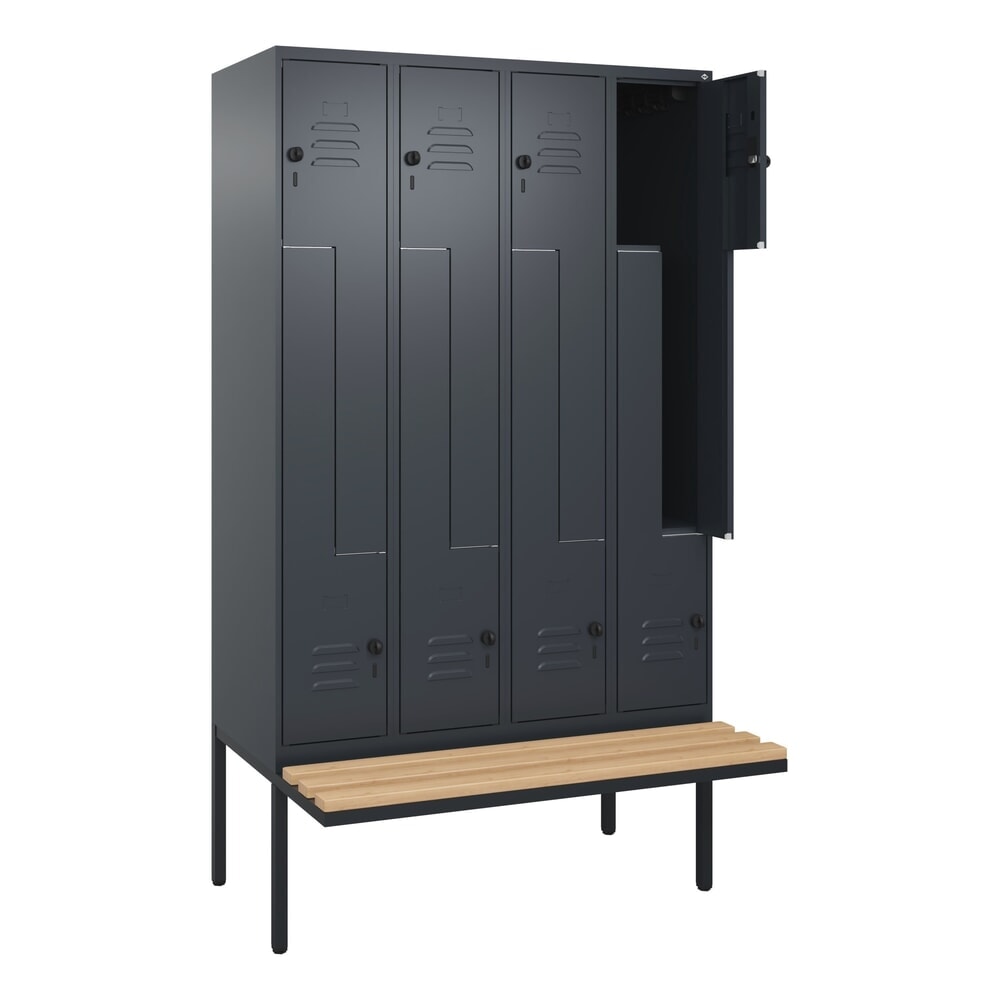C+P Z-Spind Classic PLUS, 8 Abteile, HxBxT 2.120 x 1.200 x 815 mm, für Vorhängeschloss, auskragende Bank aus Buche, anthrazitgrau, anthrazitgrau Produktabbildung Nr. 1: C+P Z-Spind Classic PLUS, 8 Abteile, HxBxT 2.120 x 1.200 x 815 mm, für Vorhängeschloss, auskragende Bank aus Buche, anthrazitgrau, anthrazitgrau