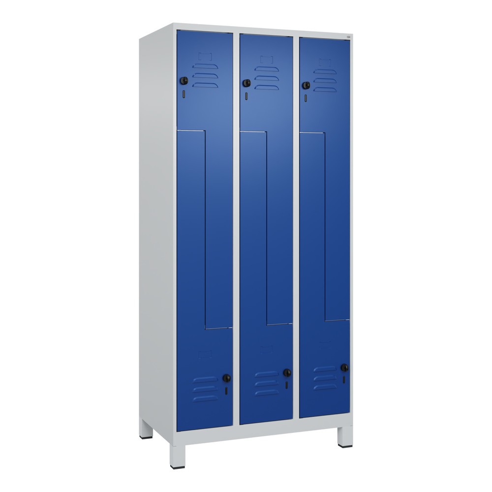 Produktabbildung: C+P Z-Spind Classic PLUS, Füße, 6 Abteile, HxBxT 1.950 x 900 x 500 mm, lichtgrau, enzianblau, für Vorhängeschloss