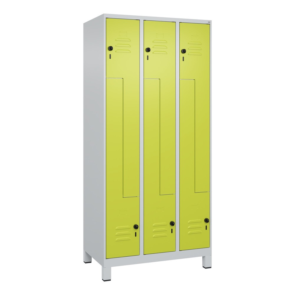 Produktabbildung: C+P Z-Spind Classic PLUS, Füße, 6 Abteile, HxBxT 1.950 x 900 x 500 mm, lichtgrau, clowngrün, für Vorhängeschloss