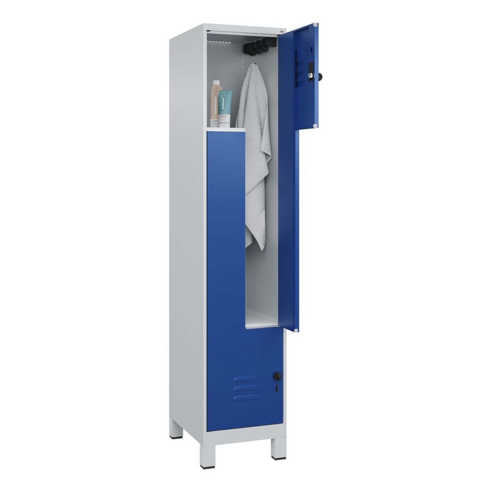 C+P Z-Spind Classic PLUS, Füße, 2 Abteile, HxBxT 1.950 x 400 x 500 mm, lichtgrau, enzianblau, für Vorhängeschloss Produktabbildung Nr. 9: C+P Z-Spind Classic PLUS, Füße, 2 Abteile, HxBxT 1.950 x 400 x 500 mm, lichtgrau, enzianblau, für Vorhängeschloss