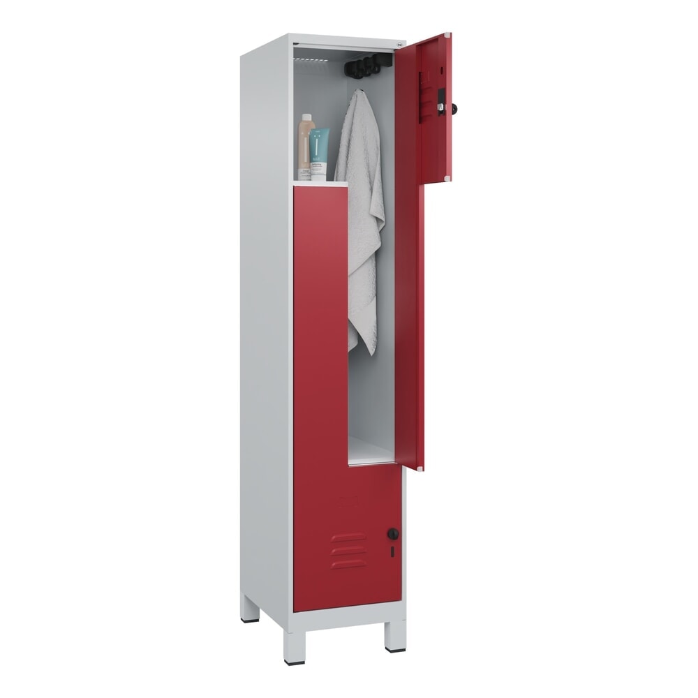 C+P Z-Spind Classic PLUS, Füße, 2 Abteile, HxBxT 1.950 x 400 x 500 mm, lichtgrau, rubinrot, für Vorhängeschloss Produktabbildung Nr. 10: C+P Z-Spind Classic PLUS, Füße, 2 Abteile, HxBxT 1.950 x 400 x 500 mm, lichtgrau, rubinrot, für Vorhängeschloss