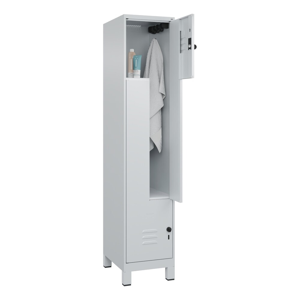 C+P Z-Spind Classic PLUS, Füße, 2 Abteile, HxBxT 1.950 x 400 x 500 mm, lichtgrau, lichtgrau, für Vorhängeschloss Produktabbildung Nr. 10: C+P Z-Spind Classic PLUS, Füße, 2 Abteile, HxBxT 1.950 x 400 x 500 mm, lichtgrau, lichtgrau, für Vorhängeschloss