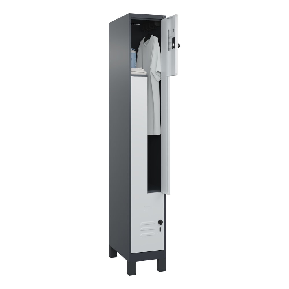 C+P Z-Spind Classic PLUS, Füße, 2 Abteile, HxBxT 1.950 x 300 x 500 mm, anthrazitgrau, lichtgrau, für Vorhängeschloss Produktabbildung Nr. 10: C+P Z-Spind Classic PLUS, Füße, 2 Abteile, HxBxT 1.950 x 300 x 500 mm, anthrazitgrau, lichtgrau, für Vorhängeschloss