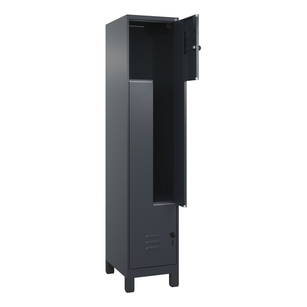 C+P Z-Spind Classic PLUS, Füße, 2 Abteile, HxBxT 1.950 x 400 x 500 mm, anthrazitgrau, anthrazitgrau, für Vorhängeschloss Produktabbildung: C+P Z-Spind Classic PLUS, Füße, 2 Abteile, HxBxT 1.950 x 400 x 500 mm, anthrazitgrau, anthrazitgrau, für Vorhängeschloss