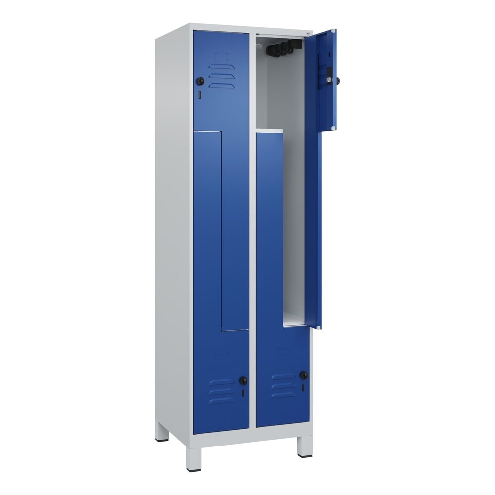 C+P Z-Spind Classic PLUS, Füße, 4 Abteile, HxBxT 1.950 x 600 x 500 mm, lichtgrau, enzianblau, für Vorhängeschloss Produktabbildung Nr. 1: C+P Z-Spind Classic PLUS, Füße, 4 Abteile, HxBxT 1.950 x 600 x 500 mm, lichtgrau, enzianblau, für Vorhängeschloss