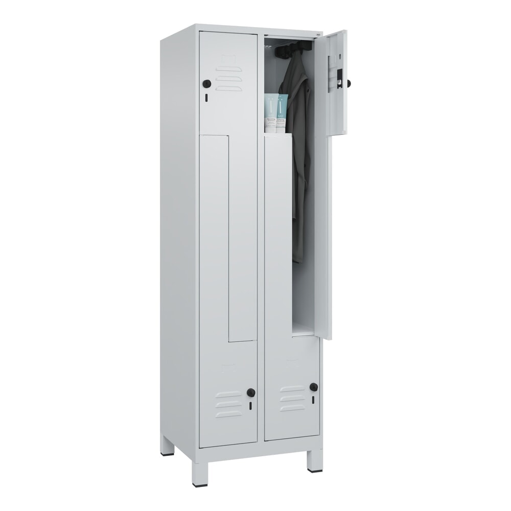 Produktabbildung Nr. 10: C+P Z-Spind Classic PLUS, Füße, 4 Abteile, HxBxT 1.950 x 600 x 500 mm, lichtgrau, lichtgrau, für Vorhängeschloss
