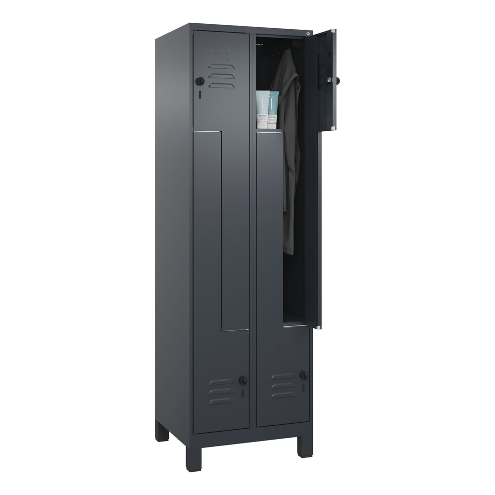 Produktabbildung Nr. 10: C+P Z-Spind Classic PLUS, Füße, 4 Abteile, HxBxT 1.950 x 600 x 500 mm, anthrazitgrau, anthrazitgrau, für Vorhängeschloss