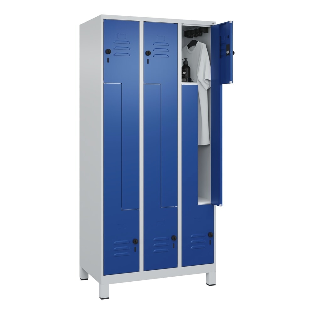 Produktabbildung Nr. 10: C+P Z-Spind Classic PLUS, Füße, 6 Abteile, HxBxT 1.950 x 900 x 500 mm, lichtgrau, enzianblau, für Vorhängeschloss