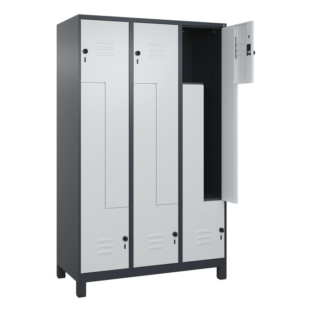 Produktabbildung: C+P Z-Spind Classic PLUS, Füße, 6 Abteile, HxBxT 1.950 x 1.200 x 500 mm, anthrazitgrau, lichtgrau, für Vorhängeschloss