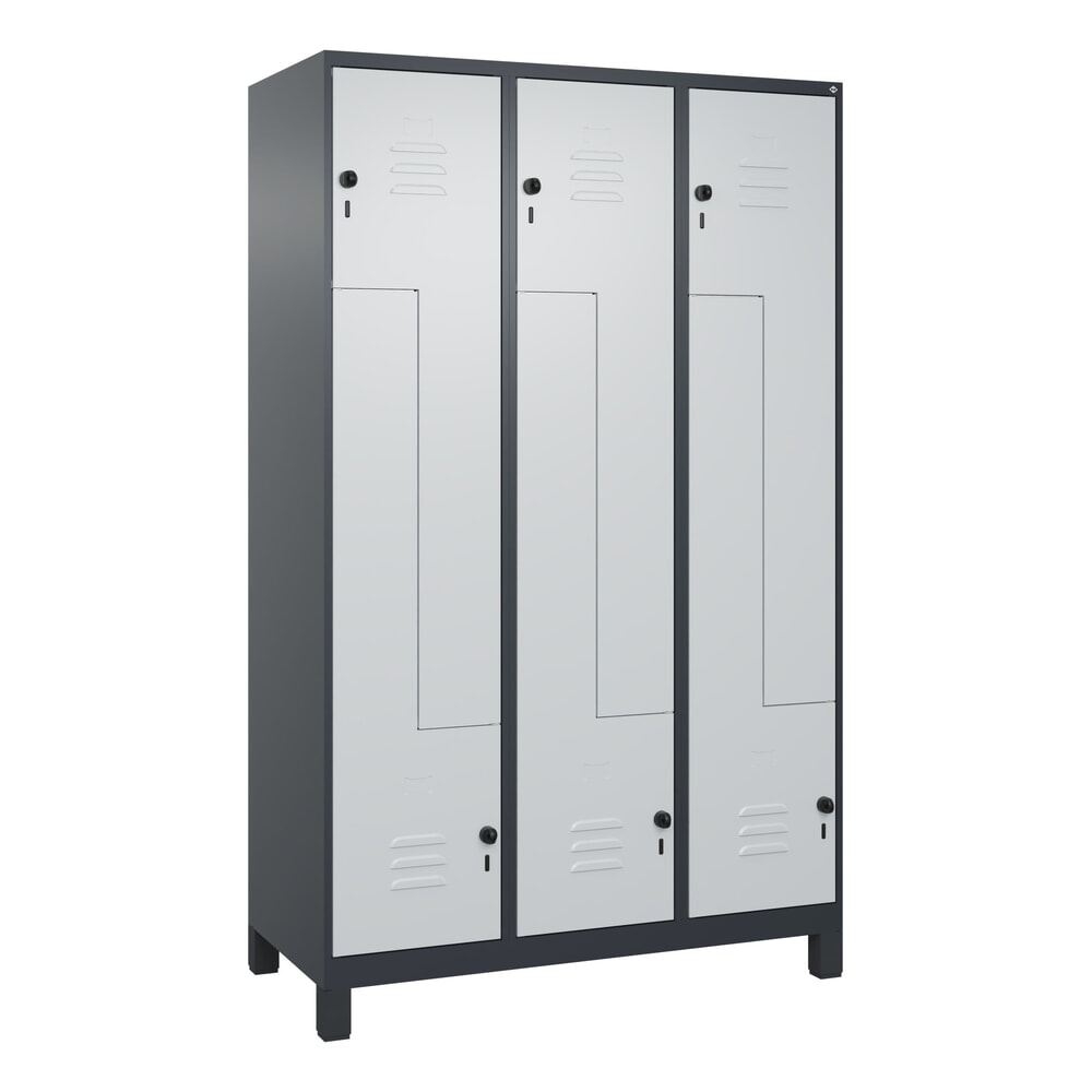 Produktabbildung Nr. 9: C+P Z-Spind Classic PLUS, Füße, 6 Abteile, HxBxT 1.950 x 1.200 x 500 mm, anthrazitgrau, lichtgrau, für Vorhängeschloss