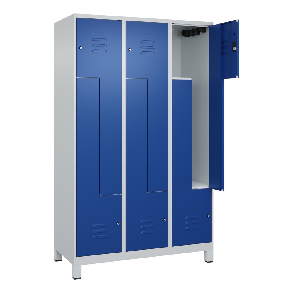 Produktabbildung: C+P Z-Spind Classic PLUS, Füße, 6 Abteile, HxBxT 1.950 x 1.200 x 500 mm, lichtgrau, enzianblau, Zylinderschloss