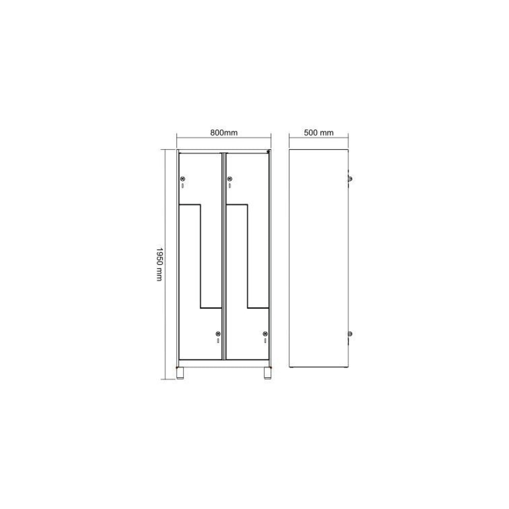 Produktabbildung Nr. 8: C+P Z-Spind Classic PLUS, Füße, 4 Abteile, HxBxT 1.950 x 800 x 500 mm, lichtgrau, lichtblau, Zylinderschloss