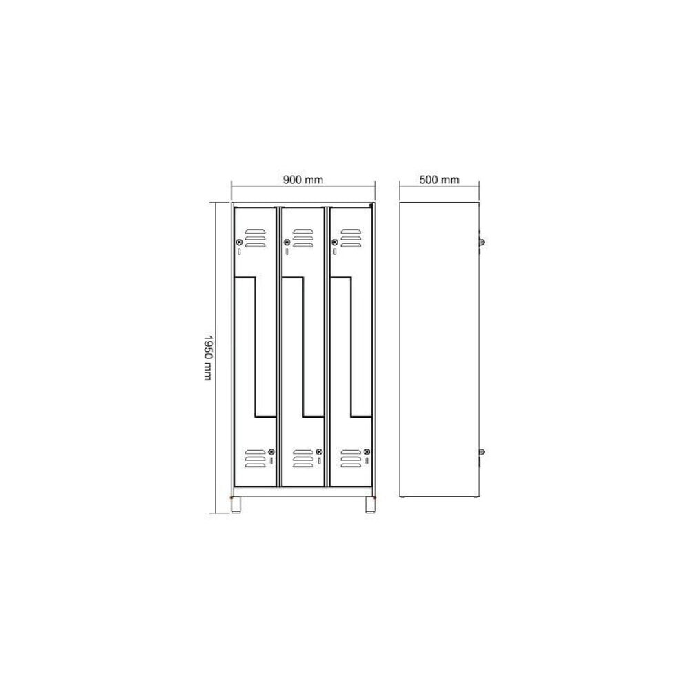 Produktabbildung Nr. 8: C+P Z-Spind Classic PLUS, Füße, 6 Abteile, HxBxT 1.950 x 900 x 500 mm, lichtgrau, enzianblau, für Vorhängeschloss