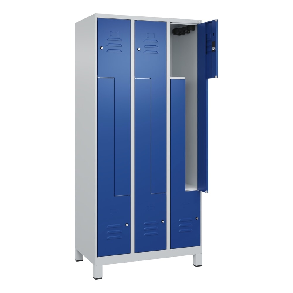 Produktabbildung: C+P Z-Spind Classic PLUS, Füße, 6 Abteile, HxBxT 1.950 x 900 x 500 mm, lichtgrau, enzianblau, Zylinderschloss