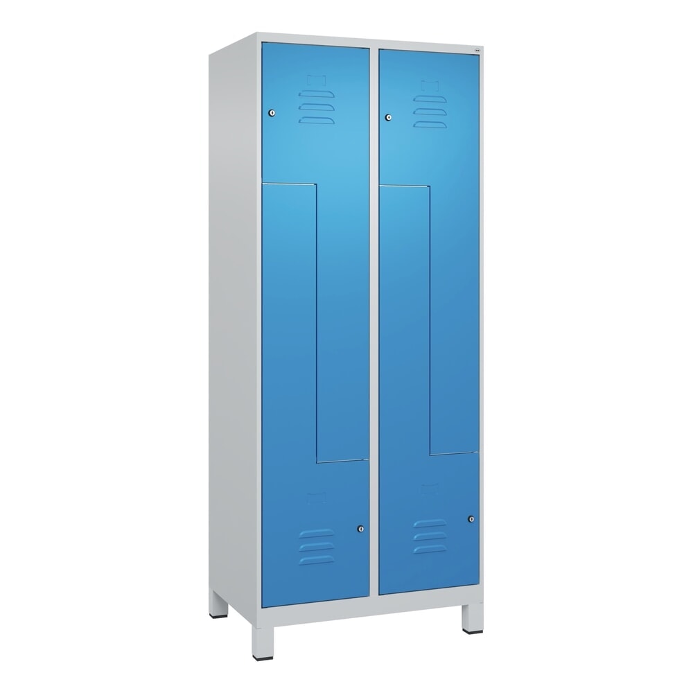 Produktabbildung Nr. 9: C+P Z-Spind Classic PLUS, Füße, 4 Abteile, HxBxT 1.950 x 800 x 500 mm, lichtgrau, lichtblau, Zylinderschloss