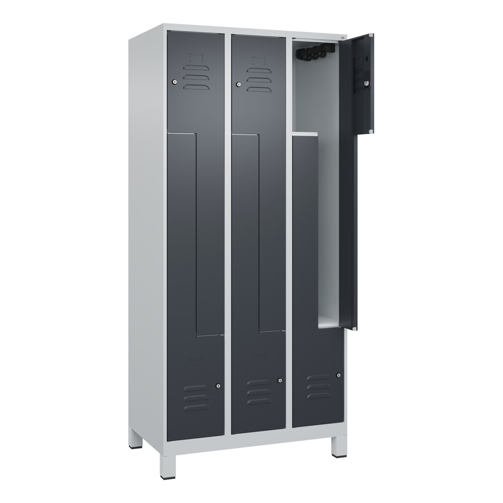 Produktabbildung: C+P Z-Spind Classic PLUS, Füße, 6 Abteile, HxBxT 1.950 x 900 x 500 mm, lichtgrau, anthrazitgrau, Zylinderschloss