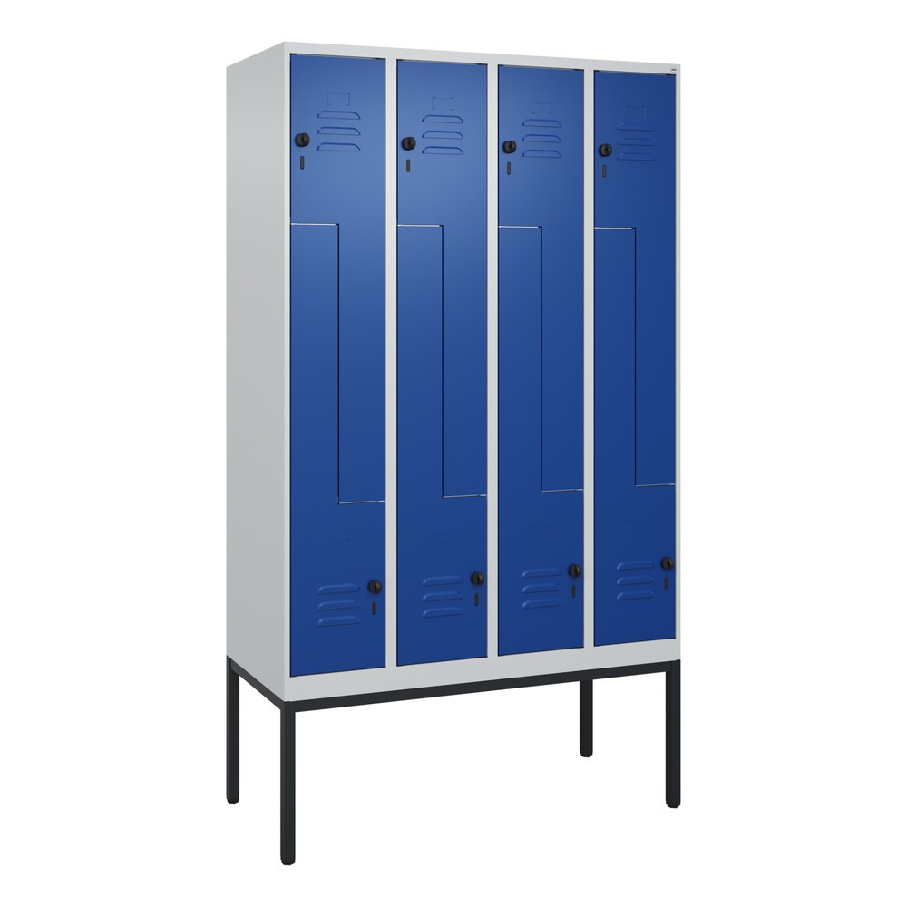 Produktabbildung: C+P Z-Spind Classic PLUS, Gestell, 8 Abteile, HxBxT 2.120 x 1.200 x 500 mm, lichtgrau, enzianblau, für Vorhängeschloss