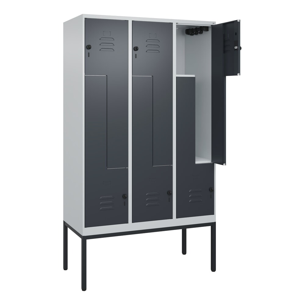 Produktabbildung: C+P Z-Spind Classic PLUS, Gestell, 6 Abteile, HxBxT 2.120 x 1.200 x 500 mm, lichtgrau, anthrazitgrau, für Vorhängeschloss