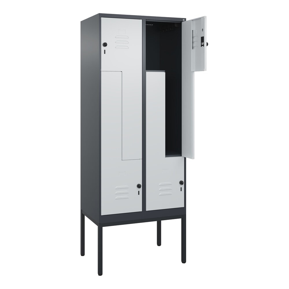 C+P Z-Spind Classic PLUS, Gestell, 4 Abteile, HxBxT 2.120 x 800 x 500 mm, anthrazitgrau, lichtgrau, für Vorhängeschloss Produktabbildung: C+P Z-Spind Classic PLUS, Gestell, 4 Abteile, HxBxT 2.120 x 800 x 500 mm, anthrazitgrau, lichtgrau, für Vorhängeschloss