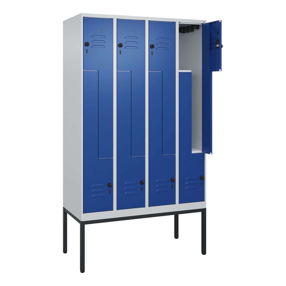 C+P Z-Spind Classic PLUS, Gestell, 8 Abteile, HxBxT 2.120 x 1.200 x 500 mm, lichtgrau, enzianblau, für Vorhängeschloss Produktabbildung: C+P Z-Spind Classic PLUS, Gestell, 8 Abteile, HxBxT 2.120 x 1.200 x 500 mm, lichtgrau, enzianblau, für Vorhängeschloss