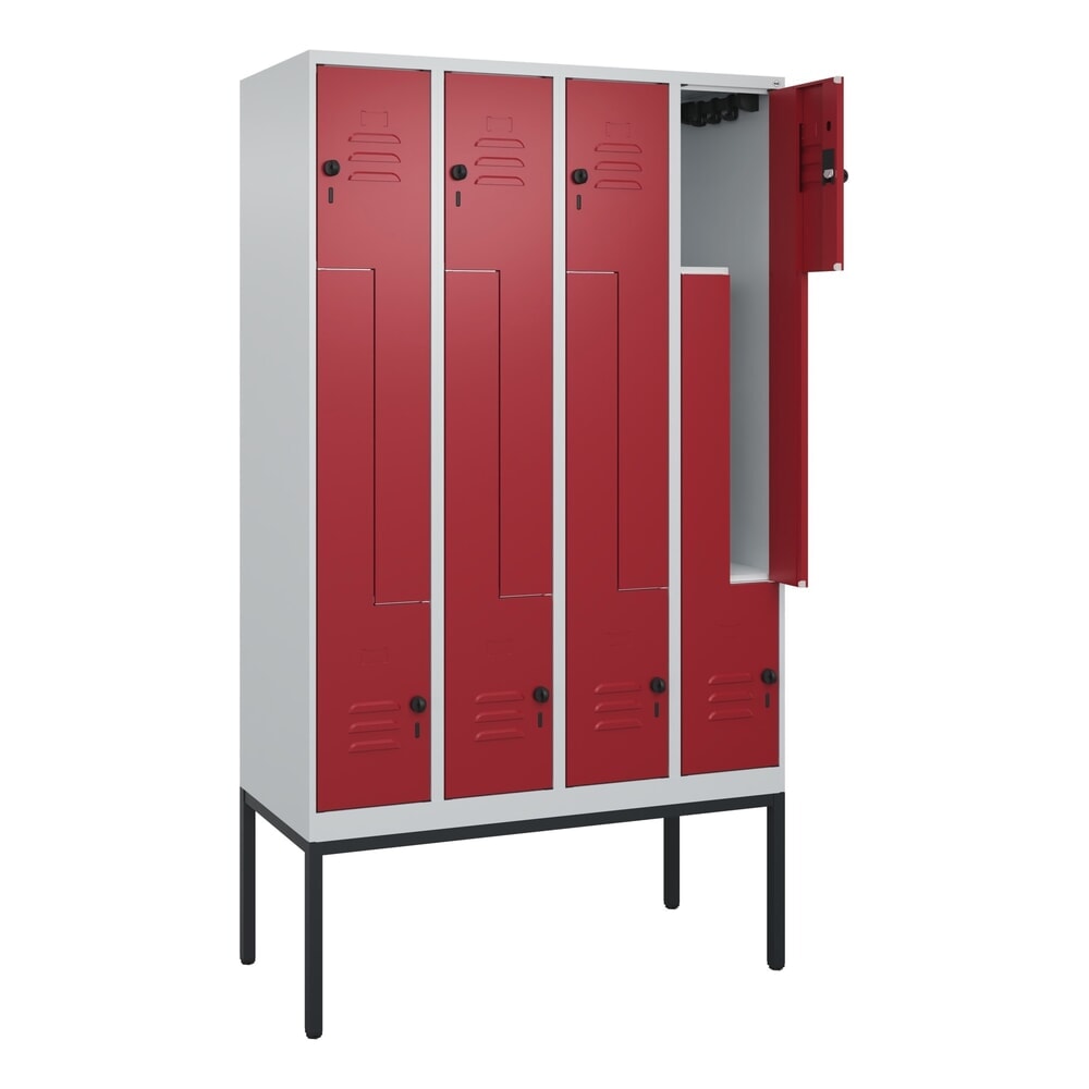 C+P Z-Spind Classic PLUS, Gestell, 8 Abteile, HxBxT 2.120 x 1.200 x 500 mm, lichtgrau, rubinrot, für Vorhängeschloss Produktabbildung: C+P Z-Spind Classic PLUS, Gestell, 8 Abteile, HxBxT 2.120 x 1.200 x 500 mm, lichtgrau, rubinrot, für Vorhängeschloss